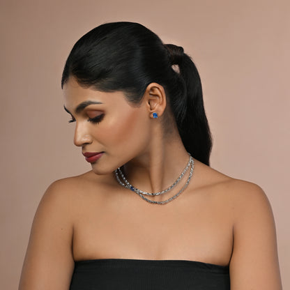 Taara 925 Designer Silver Necklace Set - Blue