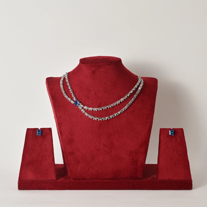 Taara 925 Designer Silver Necklace Set - Blue