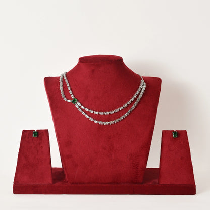 Taara 925 Designer Silver Necklace Set - Green