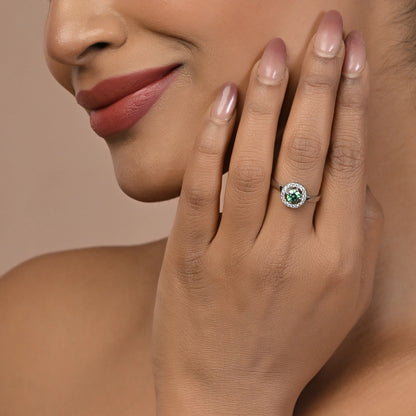 Aabha - Green 925 Silver Adjustable Ring