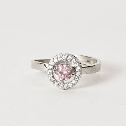 Aabha - Pink 925 Silver Adjustable Ring