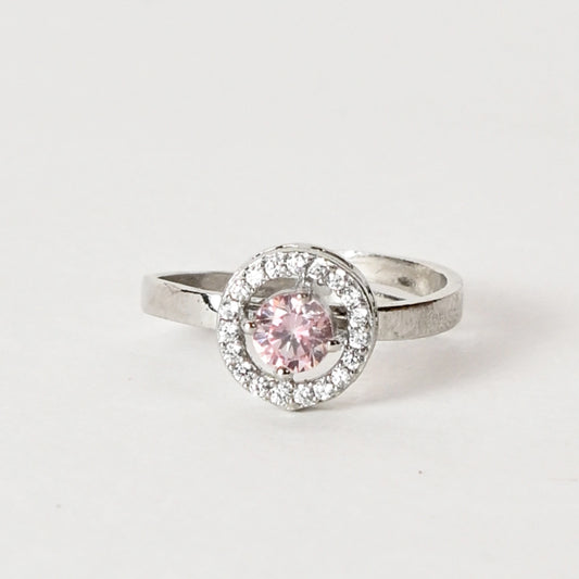 Aabha - Pink 925 Silver Adjustable Ring