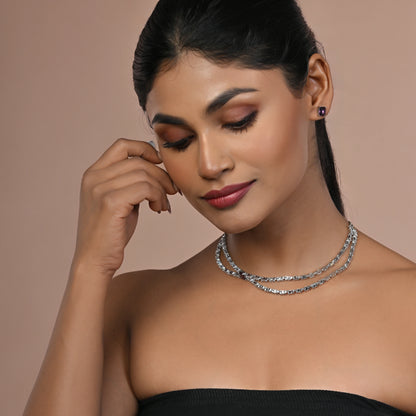 Taara 925 Designer Silver Necklace Set - Purple